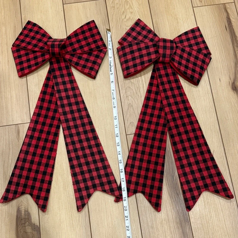 Handmade Red and Black Plaid Bows